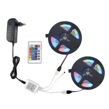 5 M ou 10 M 2835 SMD RGB LED Bande de Lumière Corde Ruban Décor lampe Ruban avec 24 Keys Télécommande et 12 V 3A Adaptateur de Puissance Kit